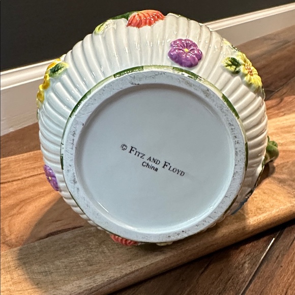 Floral Ceramic Pitcher with Green Handle, NWOTB - Picture 4 of 7